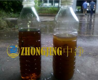 破乳化后油品颜色对比-液压油真空滤油机